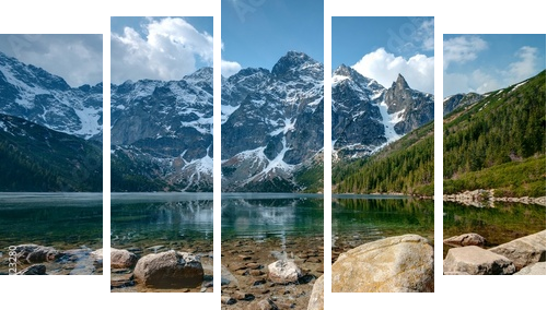 Polish Tatra mountains Morskie Oko lake - Fünfteiliges Leinwandbild, Pentaptychon
