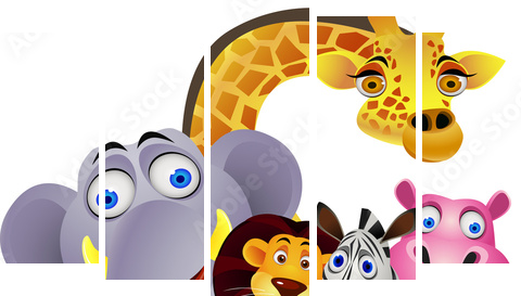 Animal cartoon - Fünfteiliges Leinwandbild, Pentaptychon