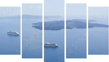 Santorini - Fünfteiliges Leinwandbild, Pentaptychon