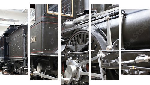 Detail of old steam locomotive - Fünfteiliges Leinwandbild, Pentaptychon
