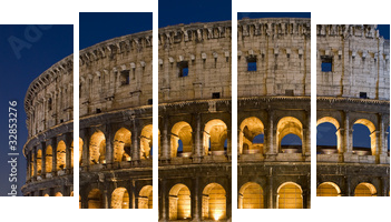 Koloseum o zmierzchu- Rzym
 - Fünfteiliges Leinwandbild, Pentaptychon