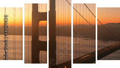 Golden Gate o świcie
 - Fünfteiliges Leinwandbild, Pentaptychon