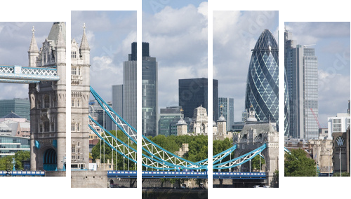 Tower Bridge and the Gherkin - Fünfteiliges Leinwandbild, Pentaptychon