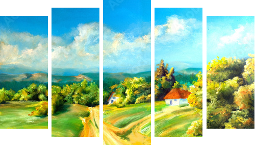 Summer landscapes - Fünfteiliges Leinwandbild, Pentaptychon