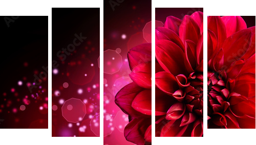 Dahlia Autumn flower design - Fünfteiliges Leinwandbild, Pentaptychon