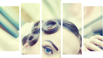 vintage  portrait - Fünfteiliges Leinwandbild, Pentaptychon