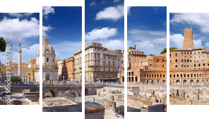 architektura Rzymu w panoramie
 - Fünfteiliges Leinwandbild, Pentaptychon