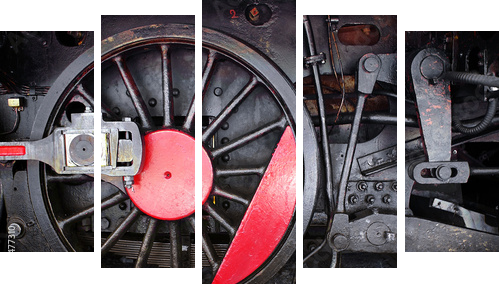 Locomotive Wheel - Fünfteiliges Leinwandbild, Pentaptychon