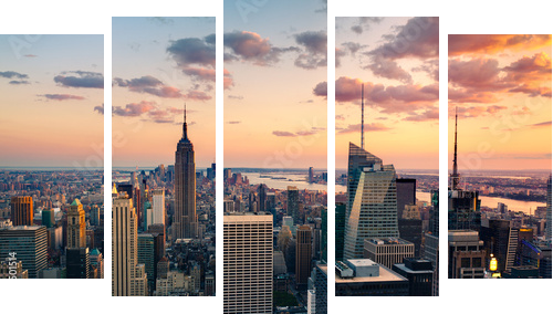 New York Empire state building Times square - Fünfteiliges Leinwandbild, Pentaptychon