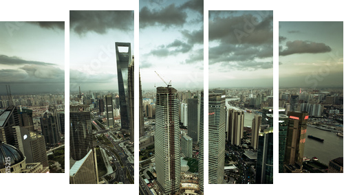 shanghai - Fünfteiliges Leinwandbild, Pentaptychon