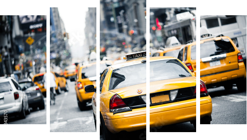 New York taxi - Fünfteiliges Leinwandbild, Pentaptychon