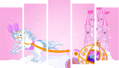 Sky carriage illustration - Fünfteiliges Leinwandbild, Pentaptychon