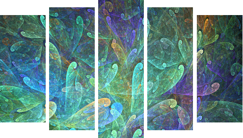 Underwater corals - Fünfteiliges Leinwandbild, Pentaptychon