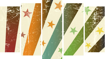 retro multicolor grunge flag - Fünfteiliges Leinwandbild, Pentaptychon
