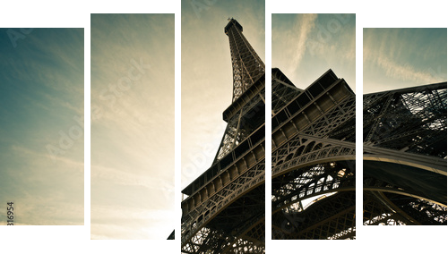 Tour Eiffel Paris France - Fünfteiliges Leinwandbild, Pentaptychon