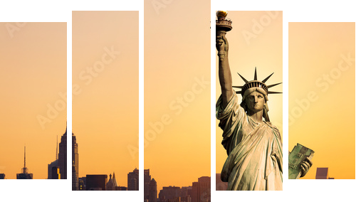 New York statue de la LibertÃ© - Fünfteiliges Leinwandbild, Pentaptychon