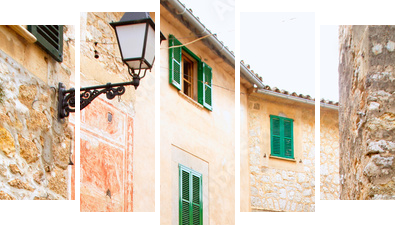 Medieval Valldemosa traditional Majorca village - Fünfteiliges Leinwandbild, Pentaptychon
