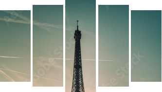 Tour Eiffel Paris France - Fünfteiliges Leinwandbild, Pentaptychon