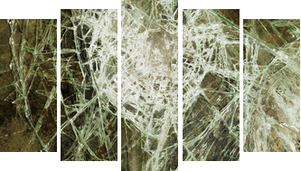 Glass cracked broken - Fünfteiliges Leinwandbild, Pentaptychon