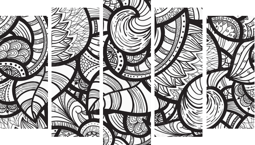 vector seamless ethnic doodle pattern - Fünfteiliges Leinwandbild, Pentaptychon