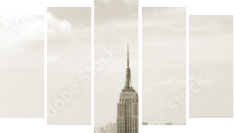 Manhattan panorama in sepia - Fünfteiliges Leinwandbild, Pentaptychon