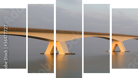 zeelandbrÃ¼cke - Fünfteiliges Leinwandbild, Pentaptychon