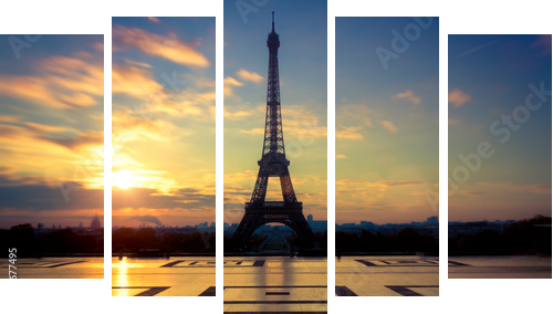 Tour Eiffel Paris France - Fünfteiliges Leinwandbild, Pentaptychon