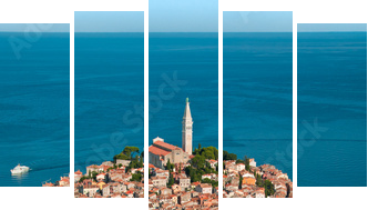 Luftaufnahme von Rovinj-Istrien im Sommer - Fünfteiliges Leinwandbild, Pentaptychon