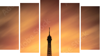 Tour Eiffel Paris France - Fünfteiliges Leinwandbild, Pentaptychon