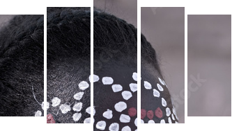 Tribal face - Fünfteiliges Leinwandbild, Pentaptychon