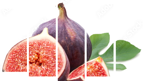 Figs with leaves. - Fünfteiliges Leinwandbild, Pentaptychon