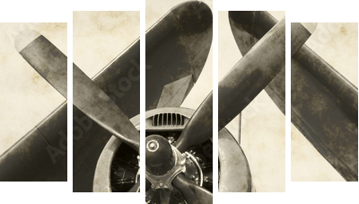 Wartime navy airplane with folded wings - Fünfteiliges Leinwandbild, Pentaptychon