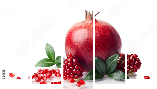 pomegranate isolated on the white background - Fünfteiliges Leinwandbild, Pentaptychon