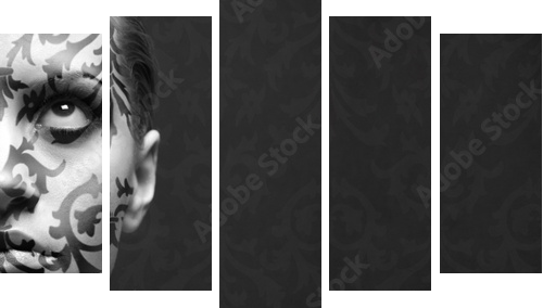 portrait of girl with make-up - Fünfteiliges Leinwandbild, Pentaptychon