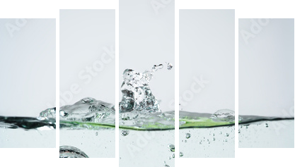 Lime splash - Fünfteiliges Leinwandbild, Pentaptychon