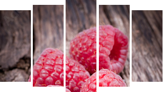 Frische Himbeeren - Fünfteiliges Leinwandbild, Pentaptychon