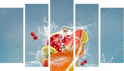 Mixed fresh fruits - Fünfteiliges Leinwandbild, Pentaptychon