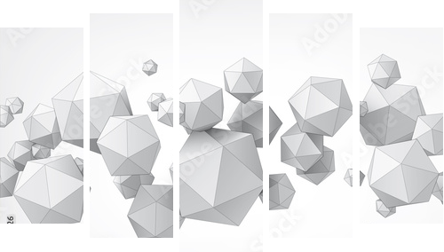 Composition of icosahedron for graphic design - Fünfteiliges Leinwandbild, Pentaptychon