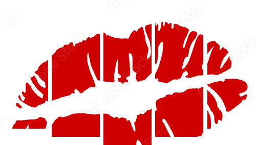 Lippen  - Fünfteiliges Leinwandbild, Pentaptychon