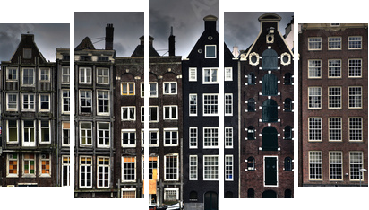 Amsterdam Houses - Fünfteiliges Leinwandbild, Pentaptychon