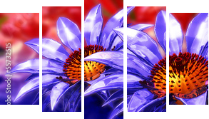 beauty 3d flower panoramic  - Fünfteiliges Leinwandbild, Pentaptychon