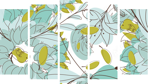 Seamless floral pattern - Fünfteiliges Leinwandbild, Pentaptychon