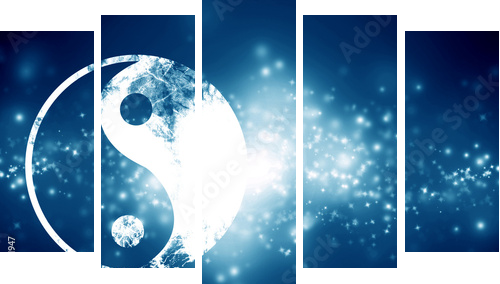yin yang sign  - Fünfteiliges Leinwandbild, Pentaptychon