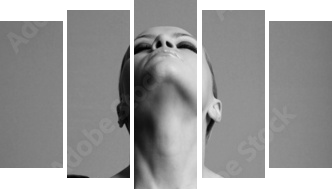 nude elegant girl with the gloves Studio fashion photo - Fünfteiliges Leinwandbild, Pentaptychon