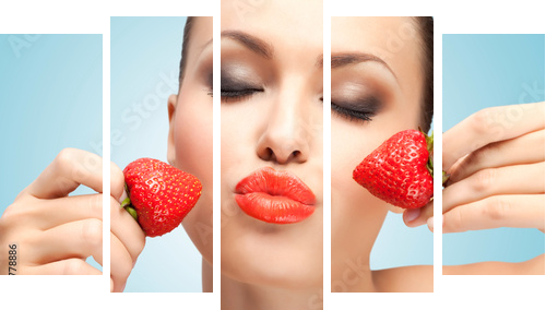 Double kiss. - Fünfteiliges Leinwandbild, Pentaptychon