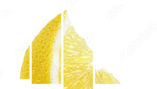 Slice of lemon fruit isolated on white background - Fünfteiliges Leinwandbild, Pentaptychon
