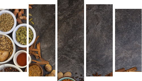 Spices used in Cooking  - Fünfteiliges Leinwandbild, Pentaptychon