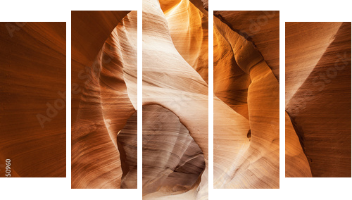 Famous view in Antelope Canyon - Fünfteiliges Leinwandbild, Pentaptychon