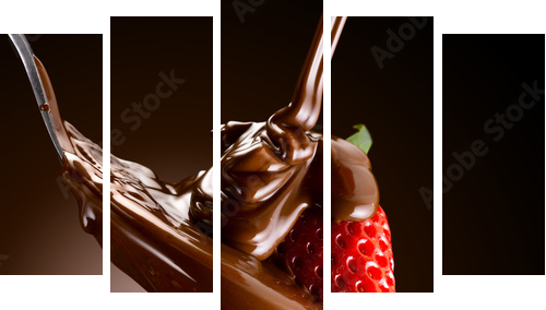 fragole e cioccolato - Fünfteiliges Leinwandbild, Pentaptychon