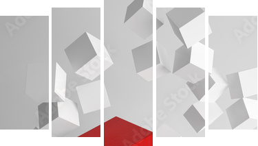 3d rendering of cubes  - Fünfteiliges Leinwandbild, Pentaptychon